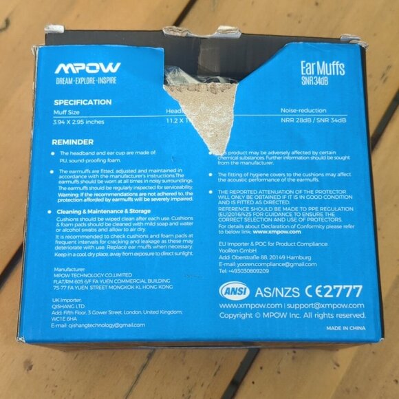 MPOW Noise Reduction Headphones Ear Muff (Black) NEW - Picture 6 of 10